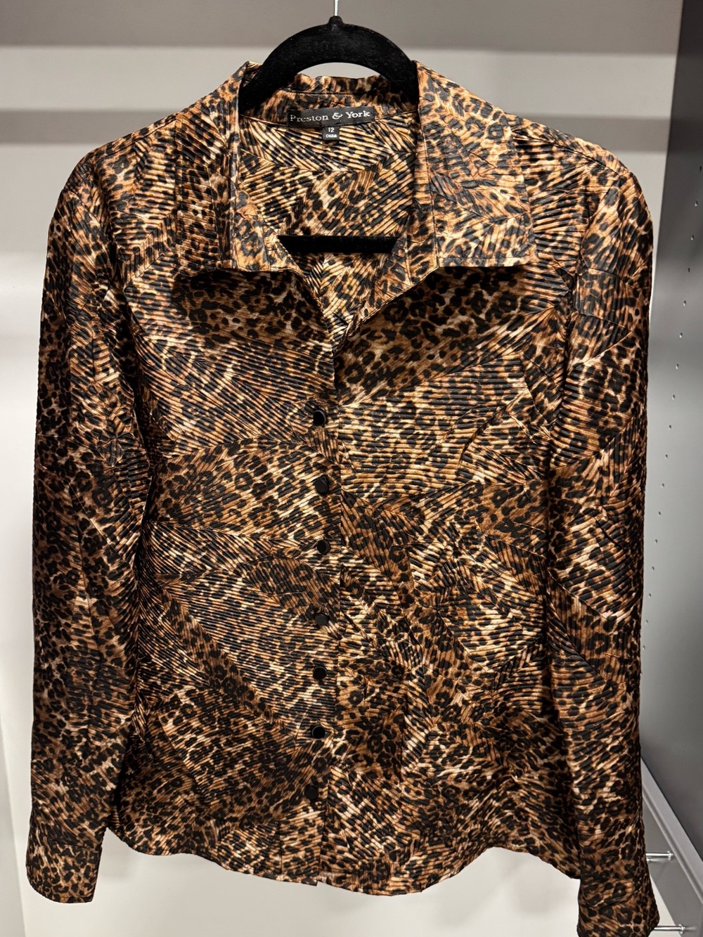 Preston & York Leopard-Print Shirt EUC